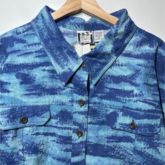 Vintage Take Two Clothing Musical Themed Shacket Jacket Shirt Denim Cotton Sz 3X - Picture 2 of 11